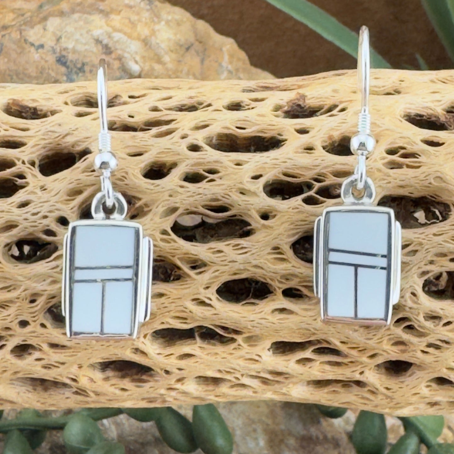 David Rosales Pristine Inlaid Sterling Silver Earrings