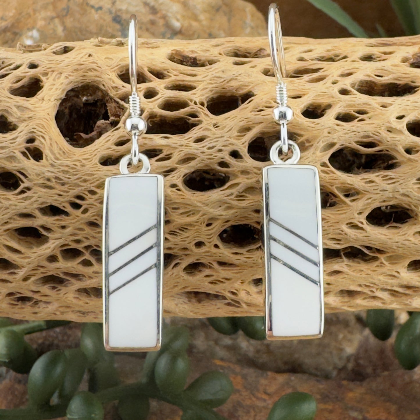 David Rosales Pristine Inlaid Sterling Silver Earrings