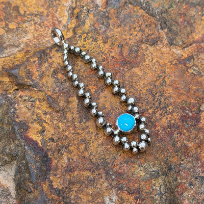 Million Drops Sleeping Beauty Turquoise Sterling Silver Pendant by Ray Coriz