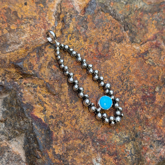 Million Drops Sleeping Beauty Turquoise Sterling Silver Pendant by Ray Coriz
