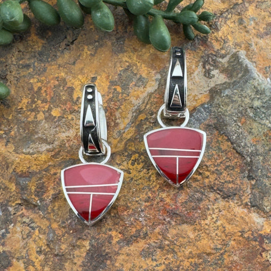 David Rosales Rosarita Inlaid Sterling Silver Earrings Huggie Dangle