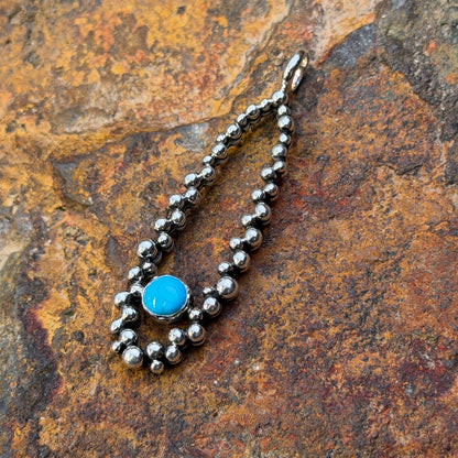 Million Drops Sleeping Beauty Turquoise Sterling Silver Pendant by Ray Coriz