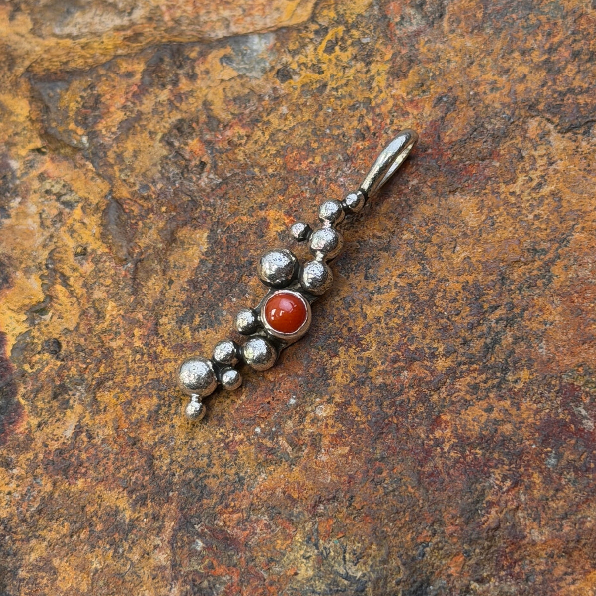Ray Coriz Million Drops coral pendant, full front view
