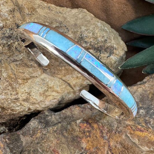 David Rosales Amazing Light Inlaid Sterling Silver Bracelet