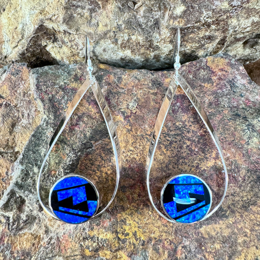 David Rosales Black Beauty Inlaid Sterling Silver Earrings