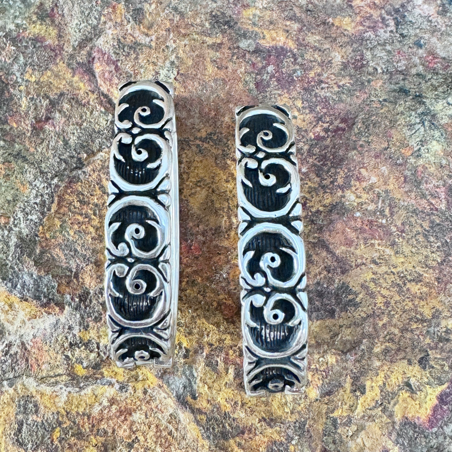 David Rosales Silver Country Sterling Silver Earrings Huggies Reversable