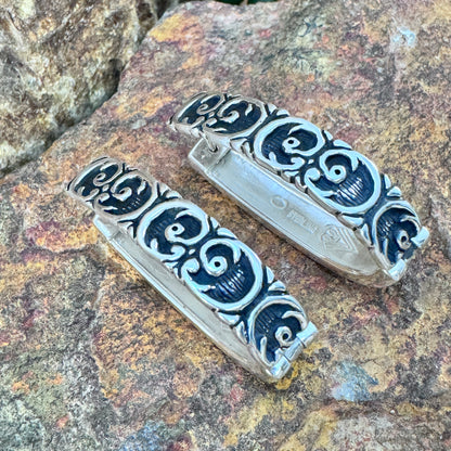 David Rosales Silver Country Sterling Silver Earrings Huggies Reversable