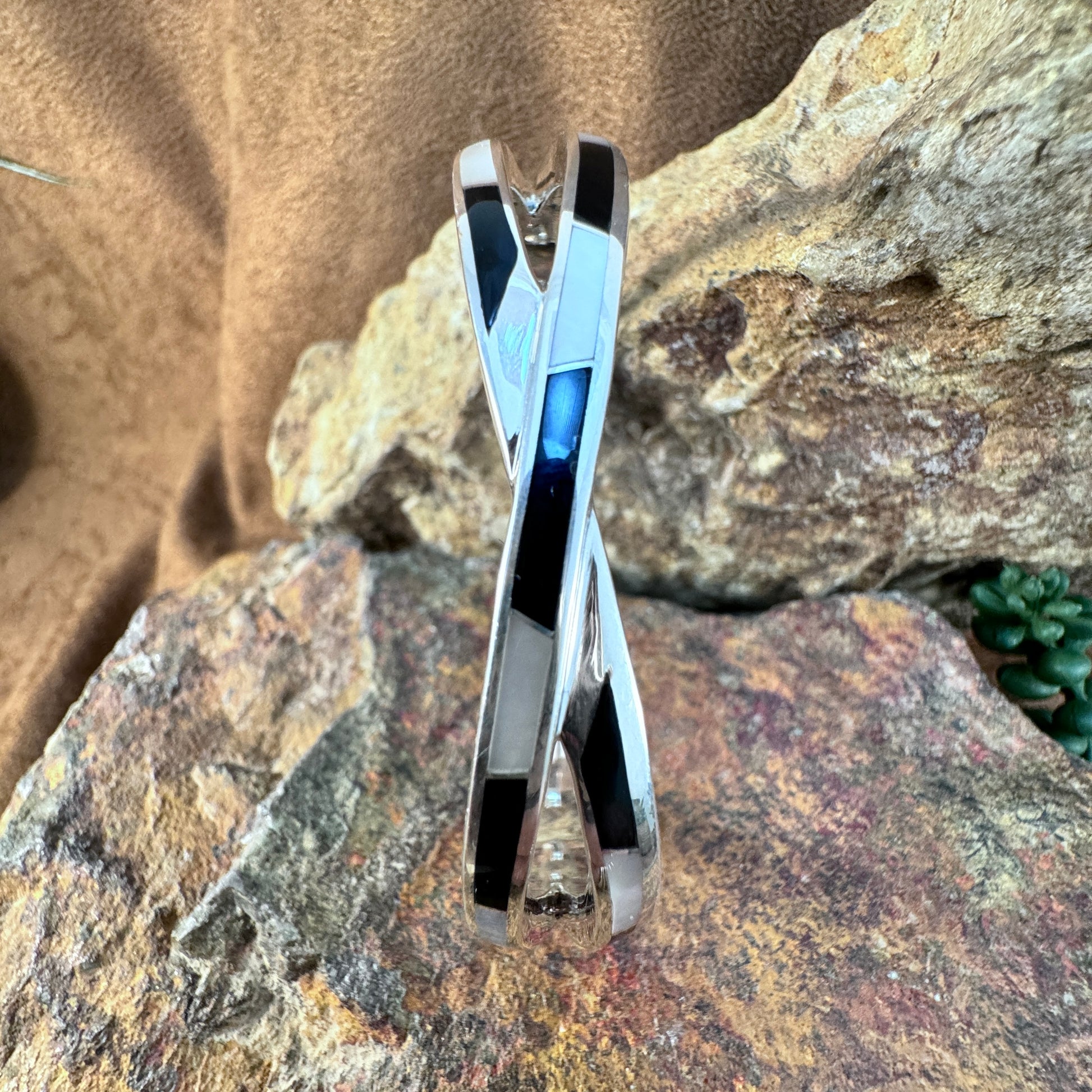 David Rosales Tuxedo Inlaid Sterling Silver Bracelet