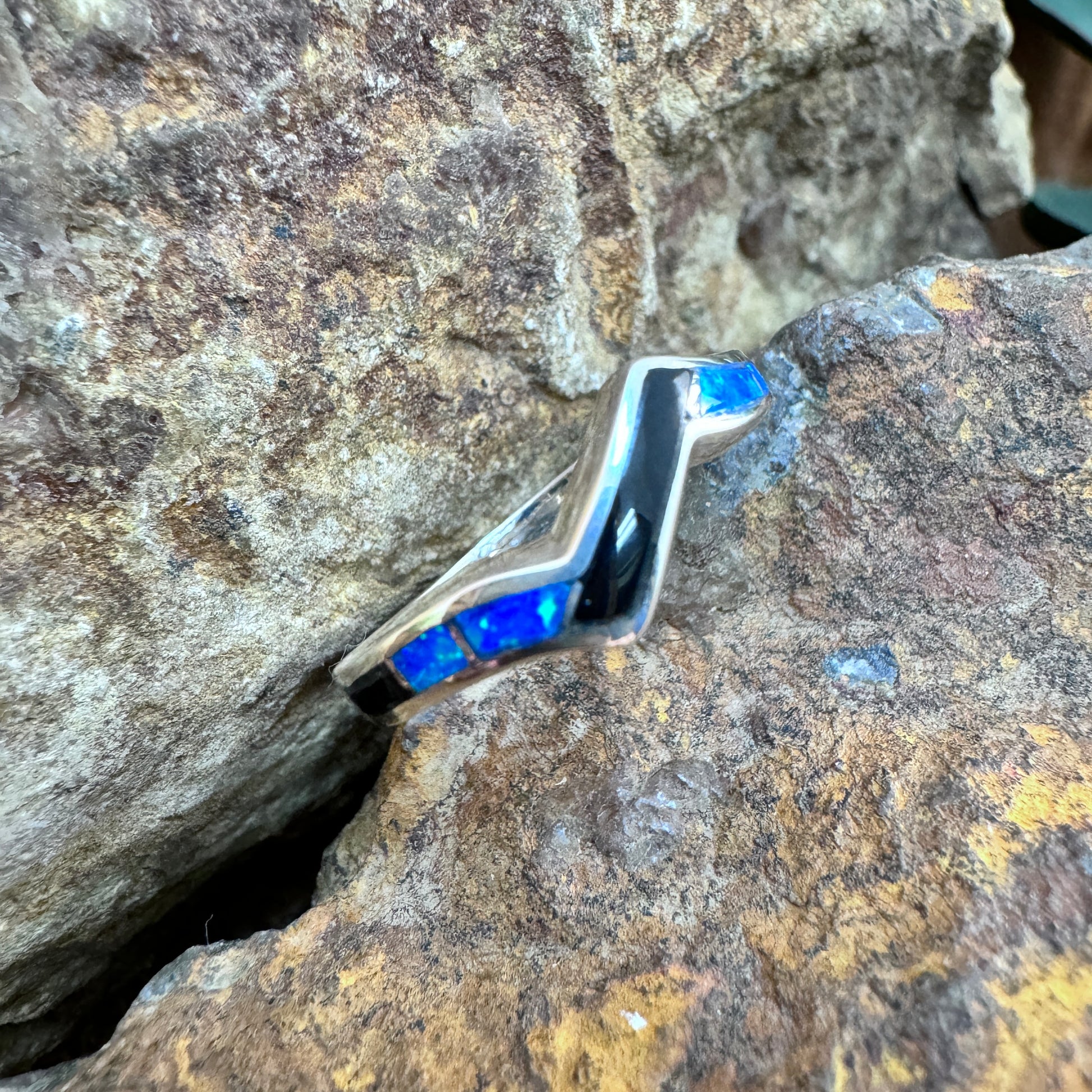 David Rosales Black Beauty Inlaid Sterling Silver Ring