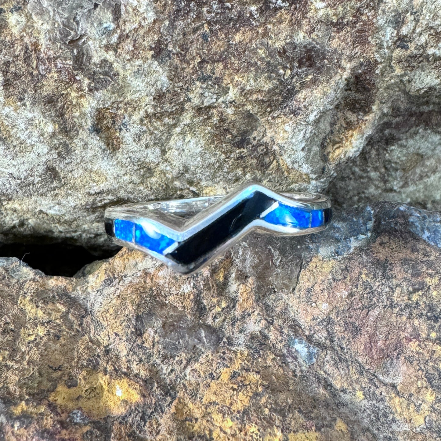 David Rosales Black Beauty Inlaid Sterling Silver Ring