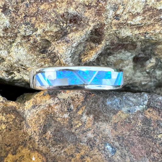 David Rosales Mystic Pearl Inlaid Sterling Silver Ring