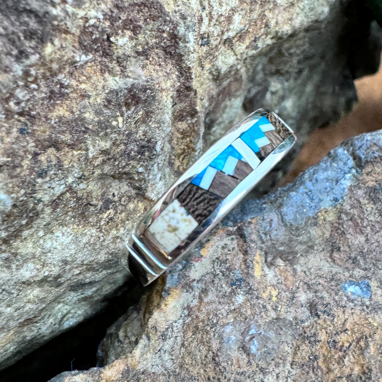 David Rosales Ironwood Inlaid Sterling Silver Ring