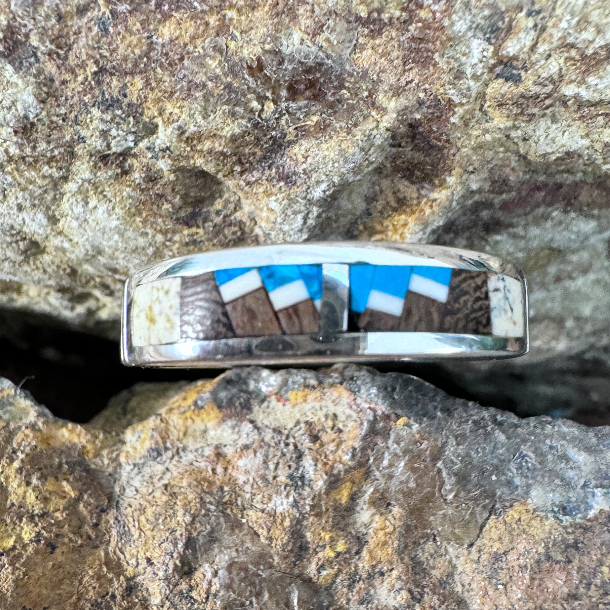 David Rosales Ironwood Inlaid Sterling Silver Ring