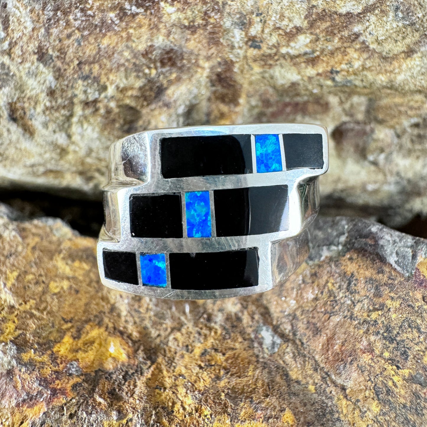 David Rosales Black Beauty Inlaid Sterling Silver Ring