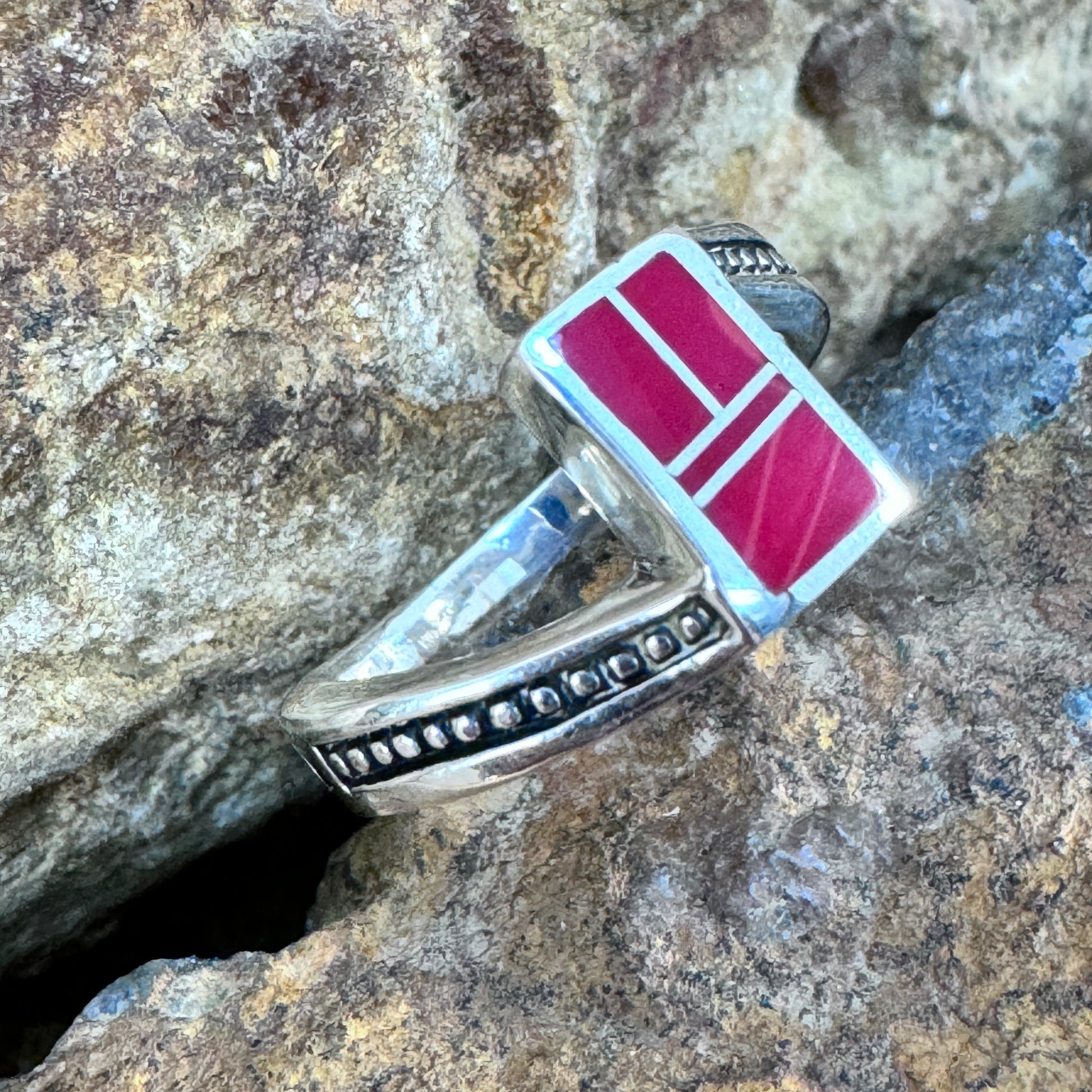 David Rosales Rosarita Inlaid Sterling Silver Ring