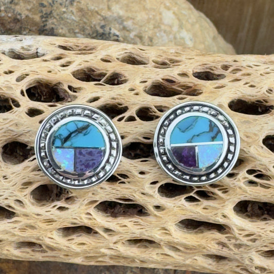 David Rosales Shalako Inlaid Sterling Silver Earrings
