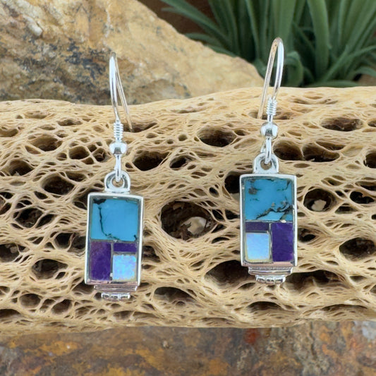 David Rosales Shalako Inlaid Sterling Silver Earrings