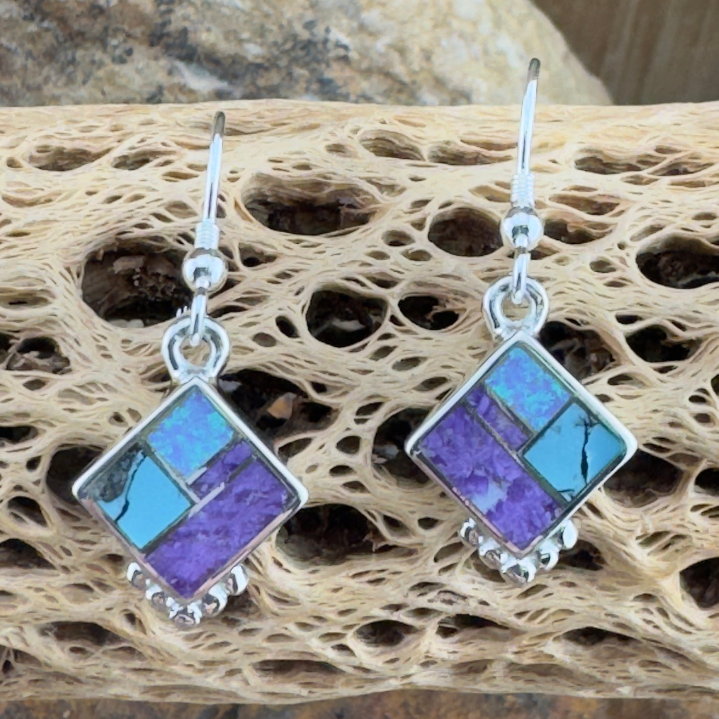 David Rosales Shalako Inlaid Sterling Silver Earrings