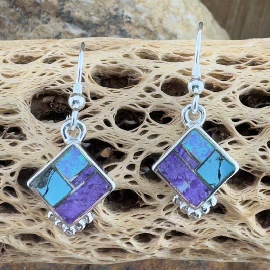 David Rosales Shalako Inlaid Sterling Silver Earrings