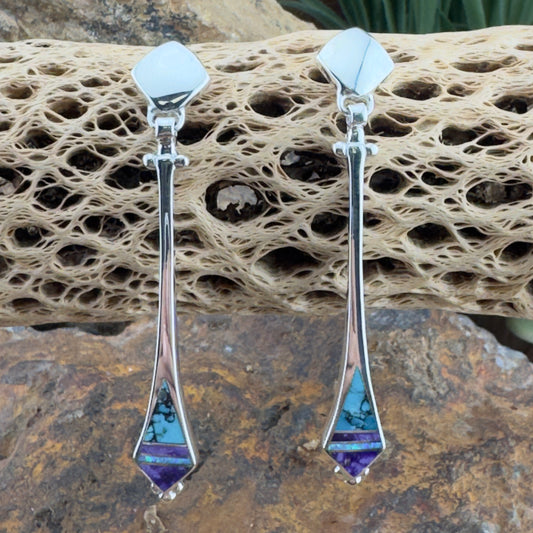 David Rosales Shalako Inlaid Sterling Silver Earrings