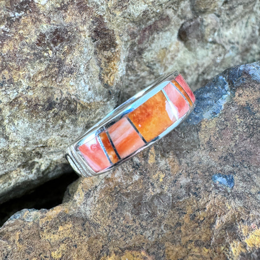 David Rosales Desert Fire Inlaid Sterling Silver Ring