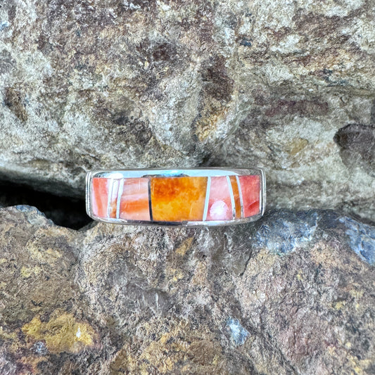 David Rosales Desert Fire Inlaid Sterling Silver Ring