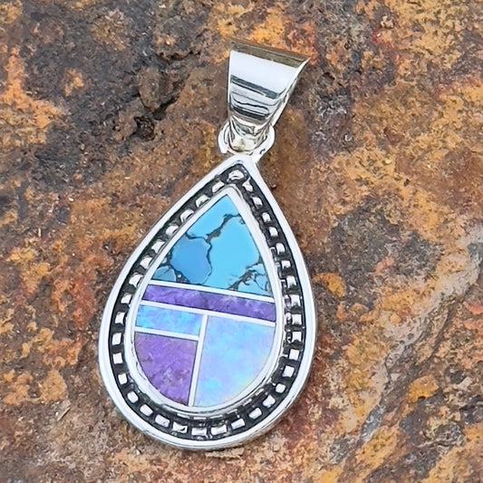 David Rosales Shalako Inlaid Sterling Silver Pendant