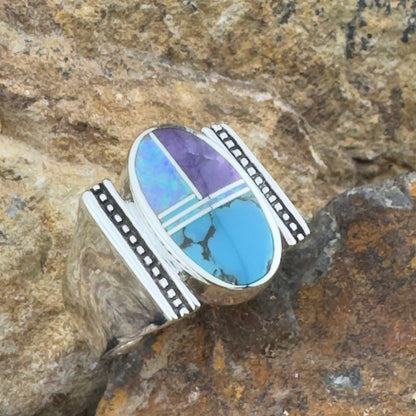 David Rosales Shalako Inlaid Sterling Silver Ring