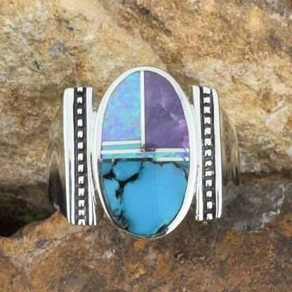 David Rosales Shalako Inlaid Sterling Silver Ring