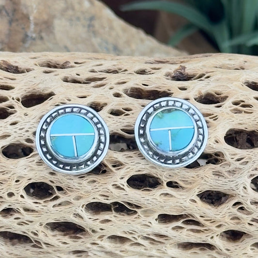 David Rosales Sonoran Gold Inlaid Sterling Silver Earrings