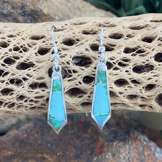 David Rosales Sonoran Gold Turquoise Inlaid Sterling Silver Earrings