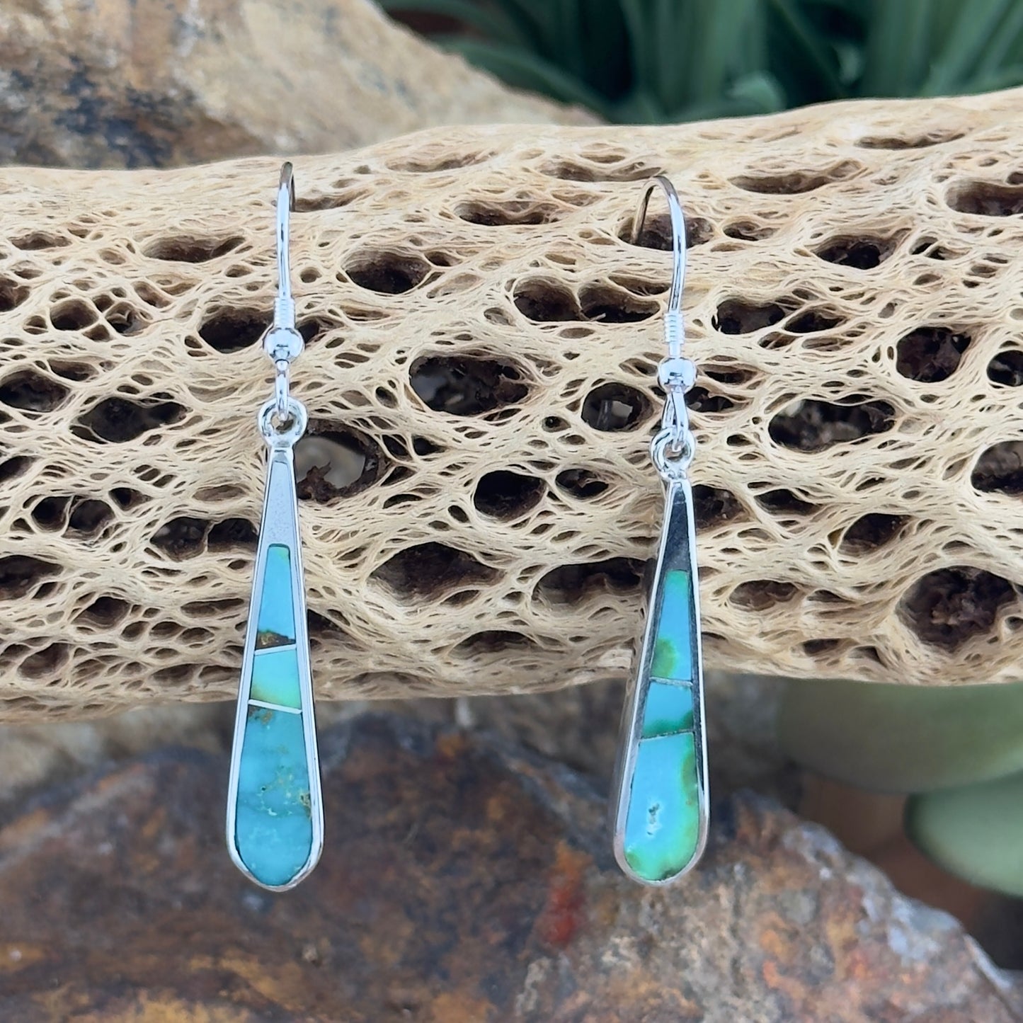 David Rosales Sonoran Gold Inlaid Sterling Silver Earrings