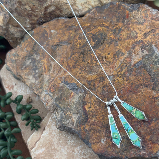 David Rosales Sonoran Gold Turquoise Inlaid Sterling Silver Necklace