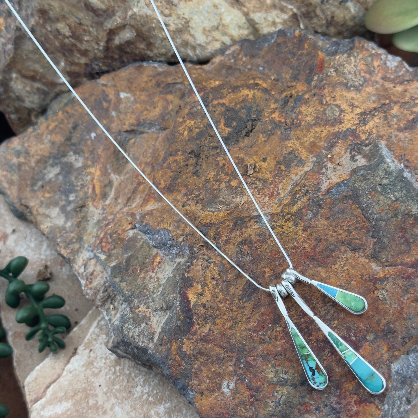 David Rosales Sonoran Gold Inlaid Sterling Silver Necklace