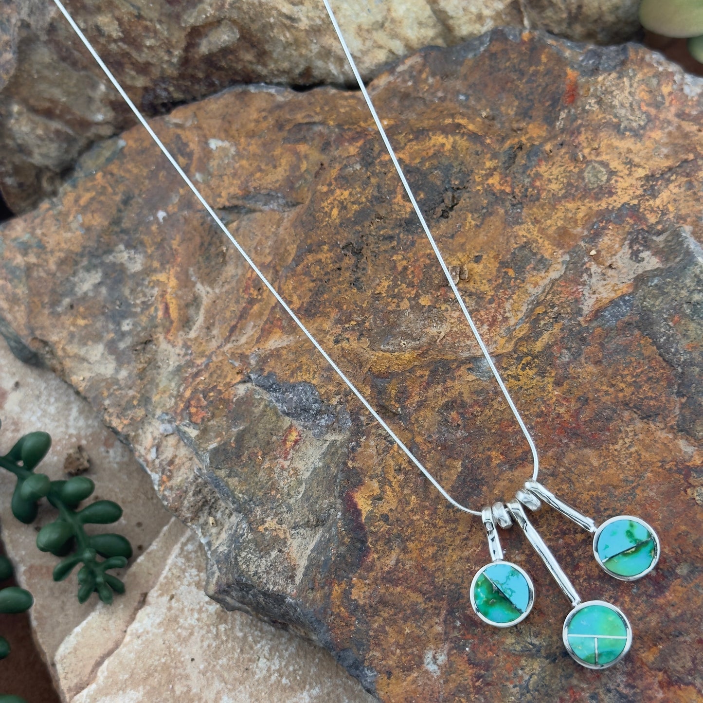 David Rosales Sonoran Gold Turquoise Inlaid Sterling Silver Necklace