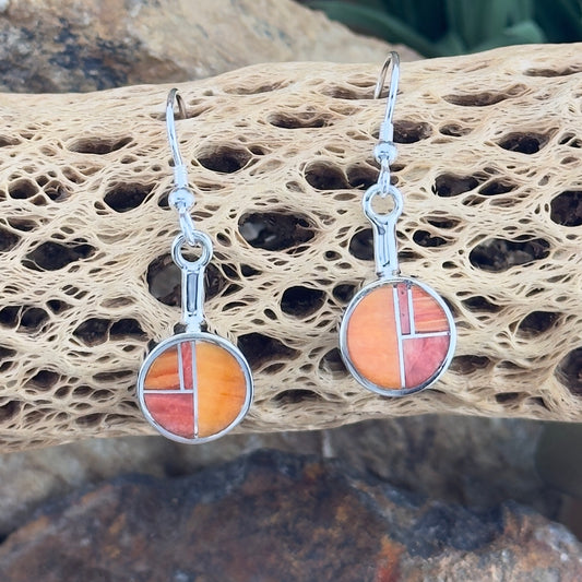 David Rosales Desert Fire Inlaid Sterling Silver Dangle Earrings