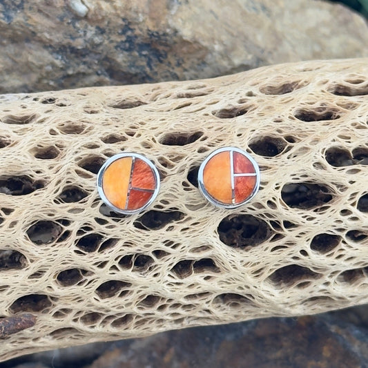 David Rosales Desert Fire Inlaid Sterling Silver Earrings