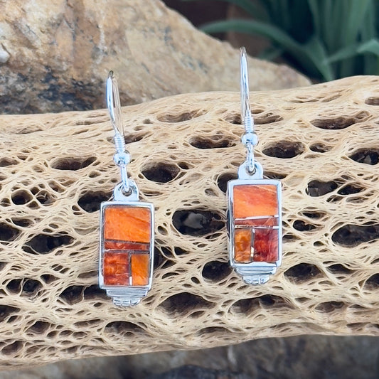 David Rosales Desert Fire Inlaid Sterling Silver Earrings