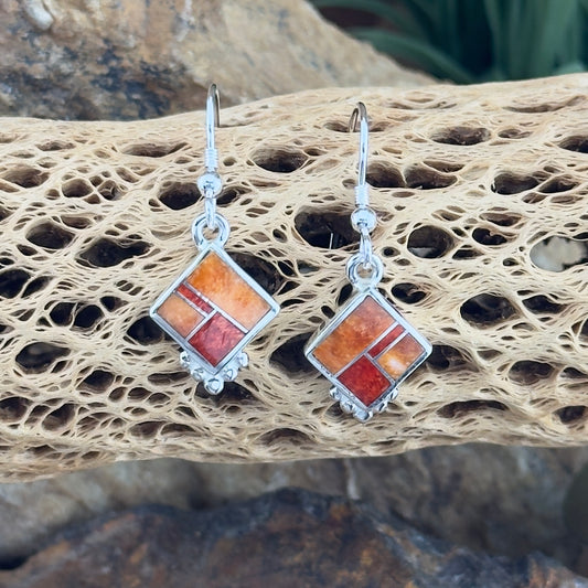 David Rosales Desert Fire Inlaid Sterling Silver Earrings