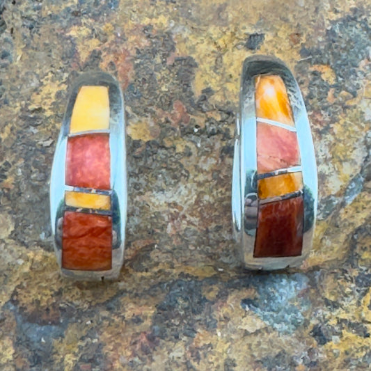 David Rosales Desert Fire Inlaid Sterling Silver Earrings