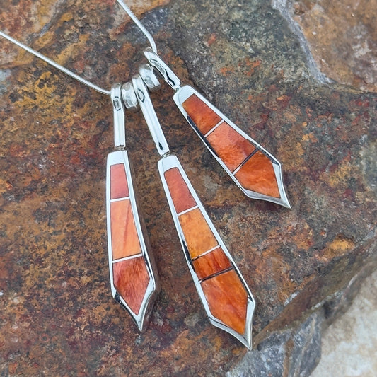 David Rosales Desert Fire Inlaid Sterling Silver Necklace