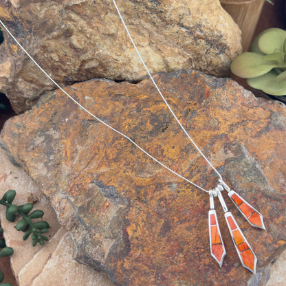 David Rosales Desert Fire Inlaid Sterling Silver Necklace