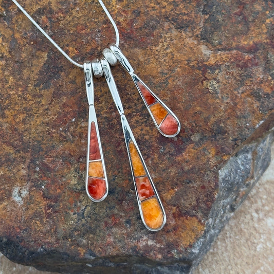 David Rosales Desert Fire Inlay Sterling Silver Necklace