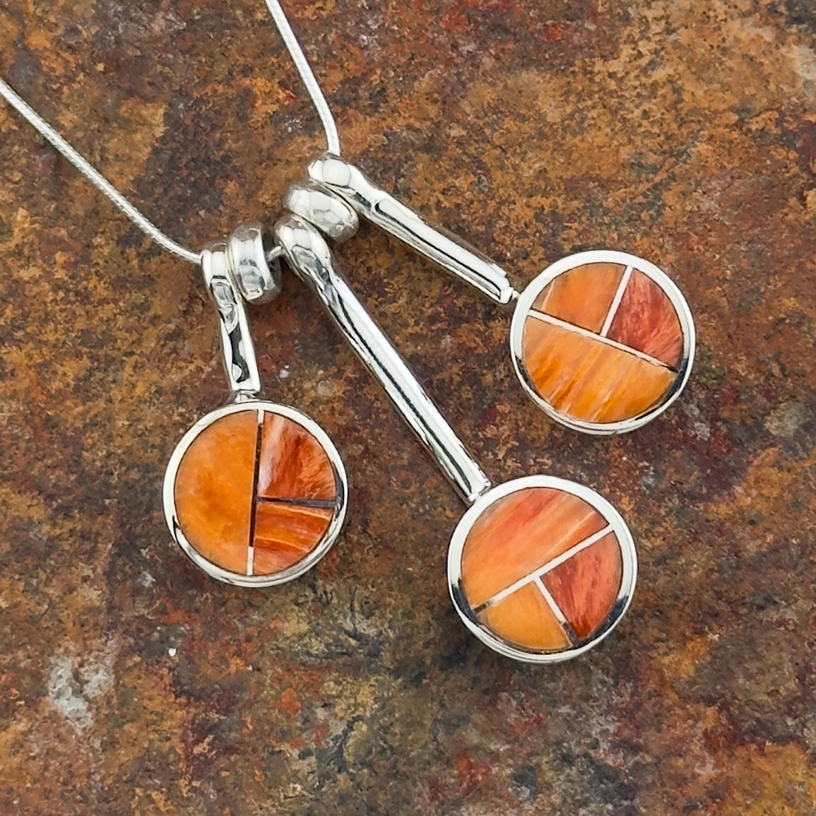 David Rosales Desert Fire Inlaid Sterling Silver Necklace