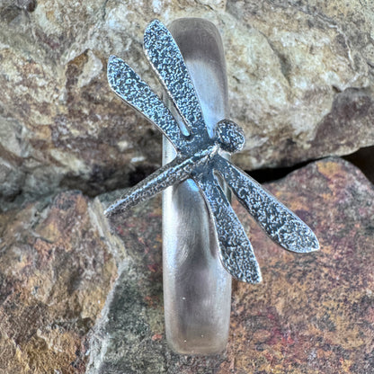 Textured Sterling Silver Dragonfly Cuff Bracelet