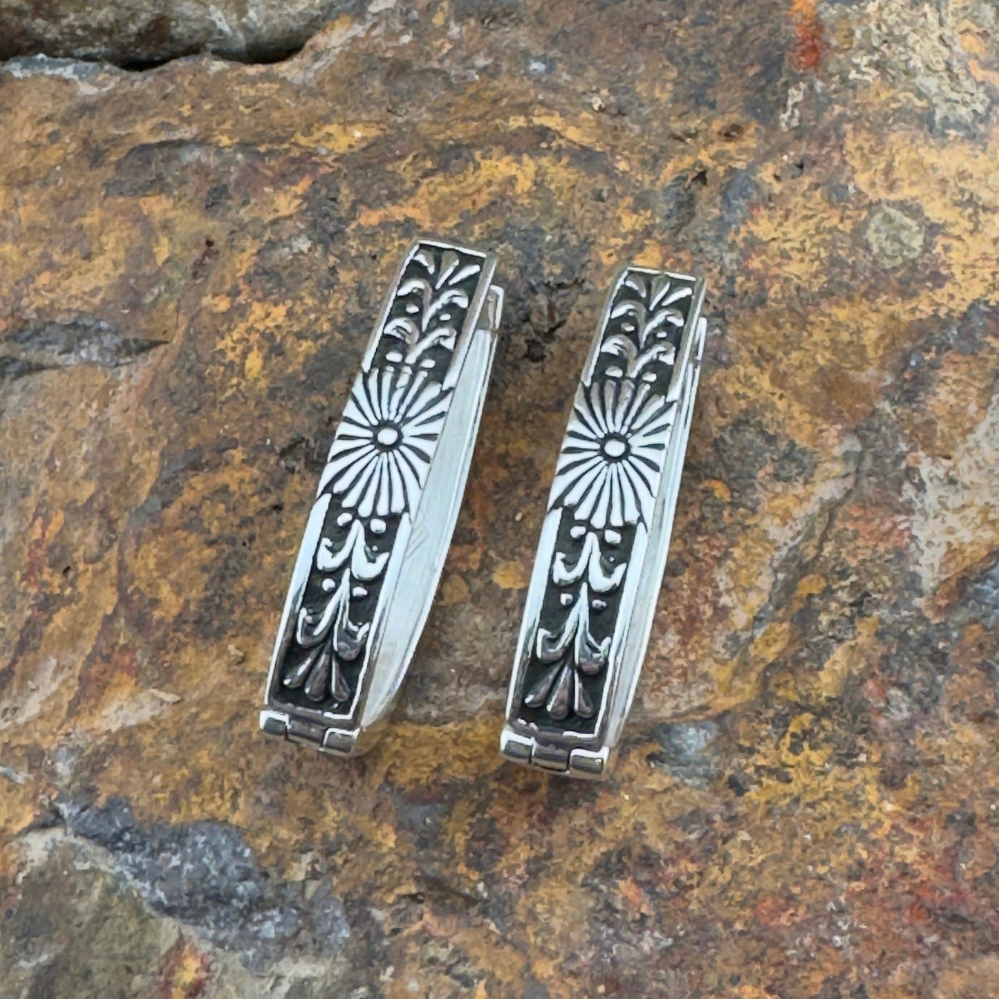 David Rosales Silver Country Sterling Silver Earrings Huggies Reversable