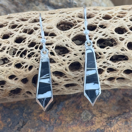 David Rosales White Buffalo Inlaid Sterling Silver Earrings