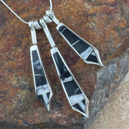 David Rosales White Buffalo Inlaid Sterling Silver Necklace