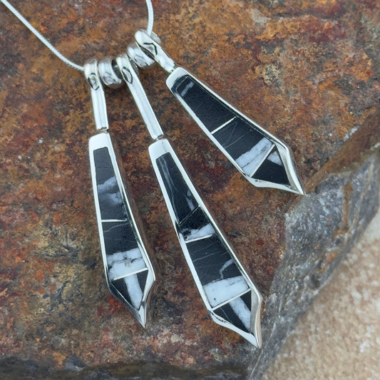 David Rosales White Buffalo Inlaid Sterling Silver Necklace