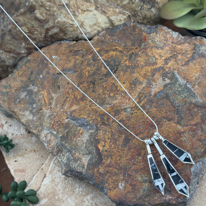 David Rosales White Buffalo Inlaid Sterling Silver Necklace